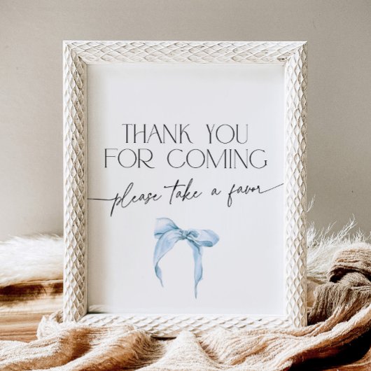 Dusty Blue Bow Vielen Dank für Ihr Kommen Pedestal Sockelschild