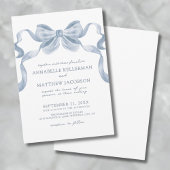 Dusty Blue Bow Whimsical Elegant Wedding Einladung