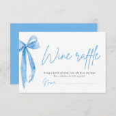 Dusty Blue Bow Wine Raffle Ticket Brautparty Einladung (Vorne/Hinten)