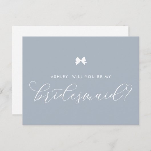 Dusty Blue Bow wird meine Bridesmaid Card sein Postkarte (Vorne/Hinten)