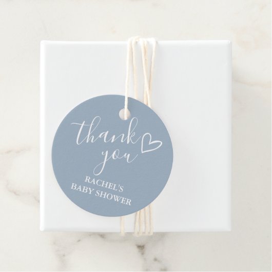 Dusty Blue Boy Baby Showherz Vielen Dank Geschenkanhänger (Beispiel)