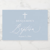 Dusty Blue Boy Baptism Mini Sparkling Weinflasche Schaumweinetikett (Einzelnes Label)