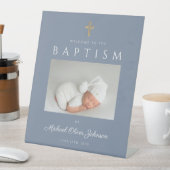 Dusty Blue Boy Baptisse Foto Willkommen Sockelschild (In Situ)