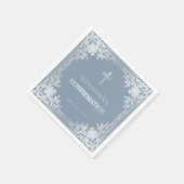Dusty Blue Boy Confirmation Elegante Imitate Silve Serviette (Ecke)