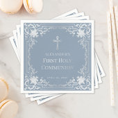Dusty Blue Boy Erste Kommunion Elegant Vintag Serviette