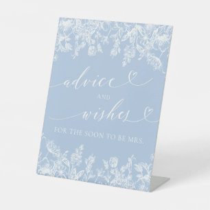 Dusty Blue Brautparty Advice and Wishings Sign Sockelschild