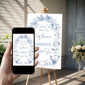 Dusty-Blue-Brautparty-Begrüßungsschild Poster