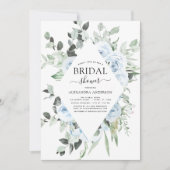 Dusty Blue Brautparty Blumengrün Einladung (Vorderseite)