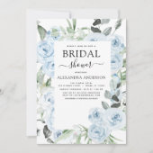 Dusty Blue Brautparty Blumengrün Einladung (Vorderseite)
