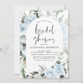 Dusty Blue Brautparty Eucalyptus Floral Einladung (Vorderseite)