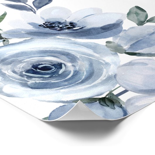 Dusty Blue Brautparty Floral Arch Poster (Ecke)