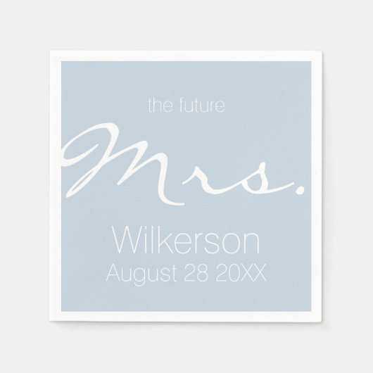 Dusty Blue Brautparty Future Mrs. Serviette (Vorderseite)