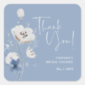 Dusty Blue Brautparty Gefallen Vielen Dank Quadratischer Aufkleber (Vorderseite)