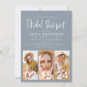 Dusty Blue Brautparty Minimalistisch QR-Code Einladung (Vorderseite)