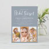 Dusty Blue Brautparty Minimalistisch QR-Code Einladung (Stehend Vorderseite)