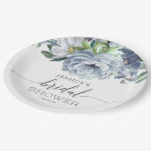 Dusty Blue Brautparty Pappteller (Schrägansicht)