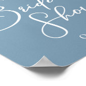 Dusty Blue Brautparty Personalisiert White Script Poster (Ecke)
