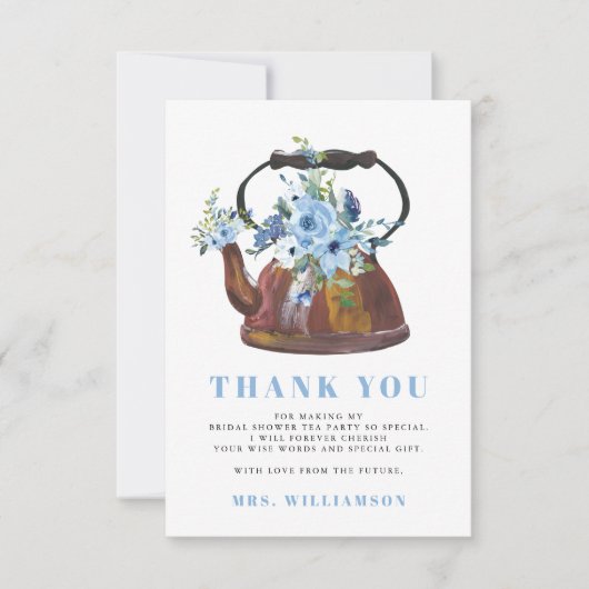 Dusty Blue Brautparty Tee Party Vielen Dank Dankeskarte (Vorderseite)