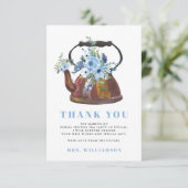 Dusty Blue Brautparty Tee Party Vielen Dank Dankeskarte (Stehend Vorderseite)