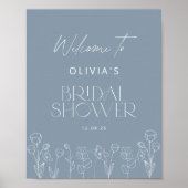 Dusty Blue Brautparty Welcome Poster (Vorne)