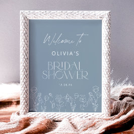 Dusty Blue Brautparty Welcome Poster