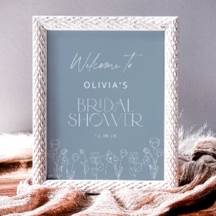 Dusty Blue Brautparty Welcome Poster