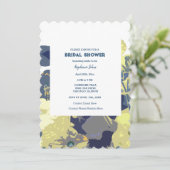Dusty Blue Brautparty Yellow Floral Art Wedding Einladung (Stehend Vorderseite)