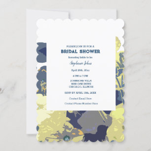 Dusty Blue Brautparty Yellow Floral Art Wedding Einladung