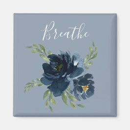 Dusty Blue Breathe Script Watercolor Elegant Magnet