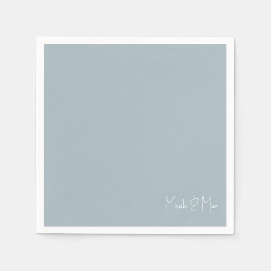Dusty Blue Bridal Couple Name Cocktail Napkins Serviette (Vorderseite)