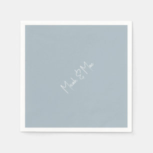 Dusty Blue Bridal Diagonal Names Cocktail Napkins Serviette