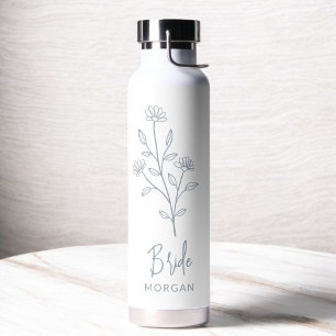 Dusty Blue Bride Hand Floral Bachelorette Trinkflasche