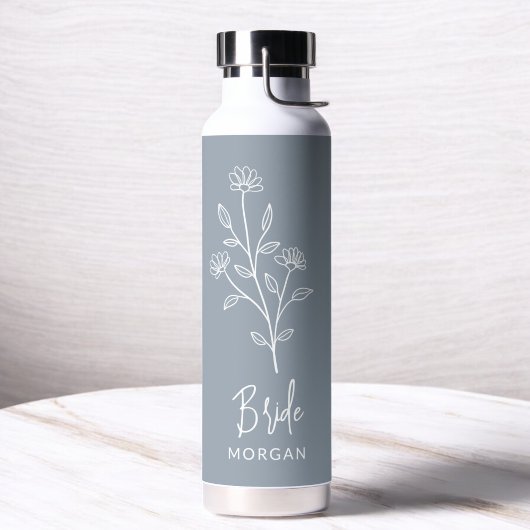 Dusty Blue Bride Hand Floral Bachelorette Trinkflasche