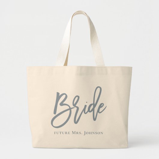 Dusty Blue Bride Script Jumbo Stoffbeutel (Vorne)