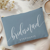 Dusty Blue Bridesmaid Moderne Kalligrafie Zubehörtasche