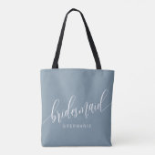 Dusty Blue Bridesmaid Modernes Skript Tasche (Rückseite)