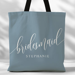 Dusty Blue Bridesmaid Modernes Skript Tasche