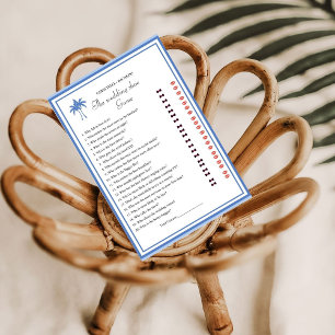 Dusty Blue Bridge & Groom Brautparty Game Card Ankündigung