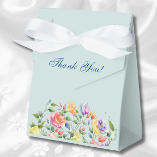 Dusty Blue Bright Floral Pink Roses Brautparty Geschenkschachtel