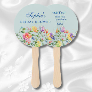 Dusty Blue Bright Rose Brautparty Vielen Dank Fächer