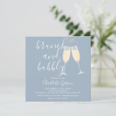 Dusty Blue Brunch Bubbly Script Brautparty Einladung (Stehend Vorderseite)