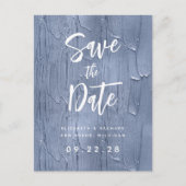 Dusty Blue Brush Strokes QR-Code Save the Date Ankündigungspostkarte (Vorderseite)