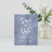 Dusty Blue Brush Strokes QR-Code Save the Date Ankündigungspostkarte (Stehend Vorderseite)