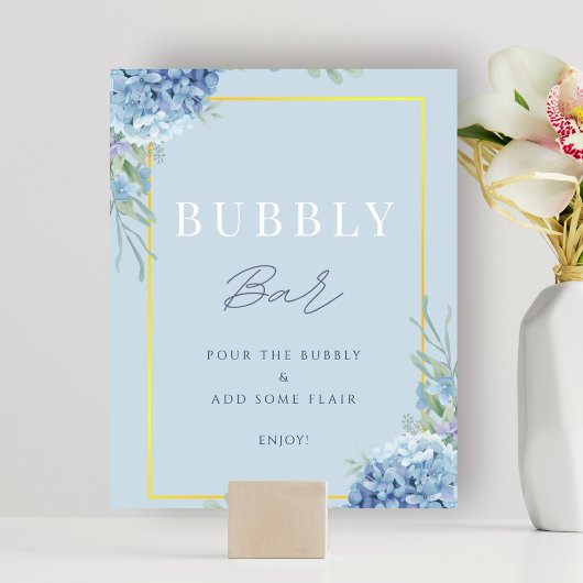 Dusty Blue Bubbly Bar Bridal Baby Duschzeichen Poster