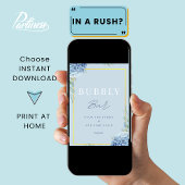 Dusty Blue Bubbly Bar Bridal Baby Duschzeichen Poster