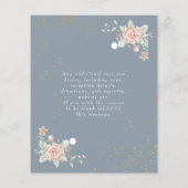 Dusty Blue Budget Hochzeit Einladung Pink Peony Flyer (Hinten)