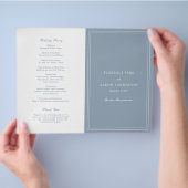Dusty Blue Budget Katholic Wedding Program Flyer (Hand)