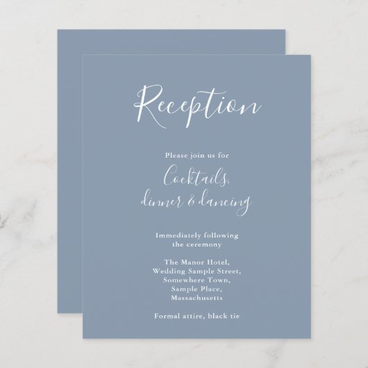 Dusty Blue Budget Moderner Hochzeitempfang Flyer (Vorne/Hinten)