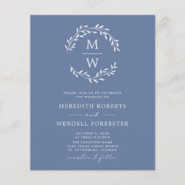 Dusty Blue Budget QR Code Monogram Wedite Einladun