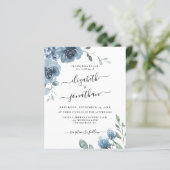 Dusty Blue Budget Slate Wedding Einladung (Stehend Vorderseite)